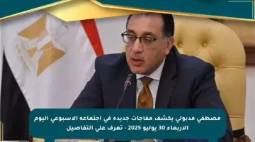 مصطفى مدبولي يكشف مفاجآت جديدة في اجتماعه الأسبوعي اليوم الأربعاء 30 يوليو 2025 – تعرف على التفاصيل